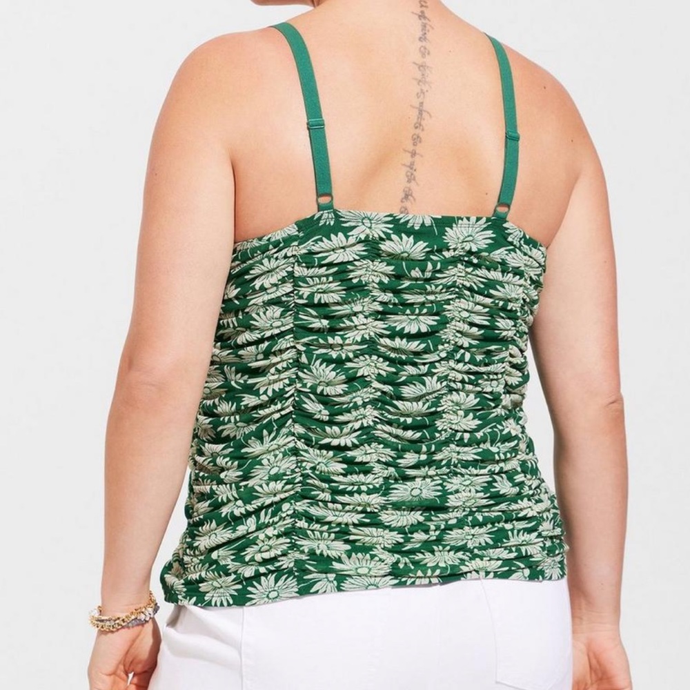 Stretch Mesh Cropped Shirred Cami Top - Picture 3 of 4